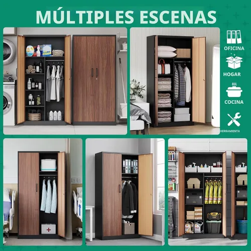Miniatura 3 de Letaya Gabinetes de Almacenamiento de Metal, Casilleros para Empleados de 72'', Armario de Acero con Puerta con Cerradura para Oficina, Hogar, Dorado