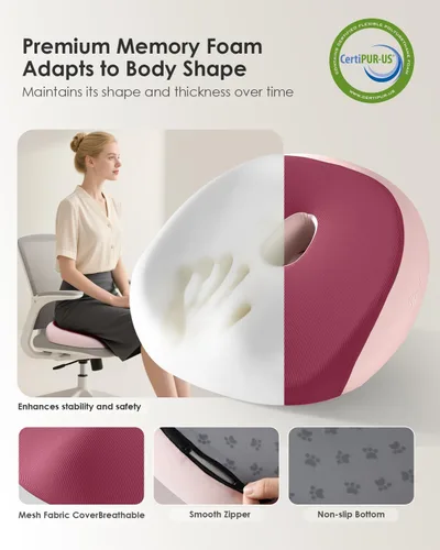 Miniatura 3 de FLORICH - Cojín para Silla de Oficina, Cojín de Espuma Viscoelástica Ergonómico para Silla de Oficina para Alivio de Ciática, Cojín Suave y Memory
