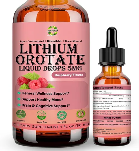 Gotas líquidas de orotato de litio puro de 5 mg, suplemento cerebral de litio de baja dosis para el comportamiento cognitivo del estado de ánimo,