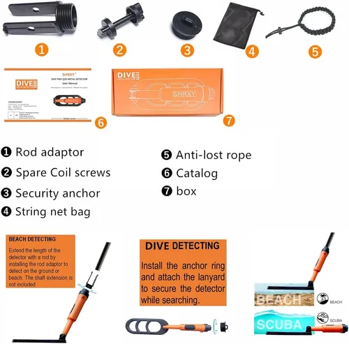 Miniatura 6 de Detector de metales impermeable Buceo Versión plegable Pulso Coil Pulse Scan Detección (negro)