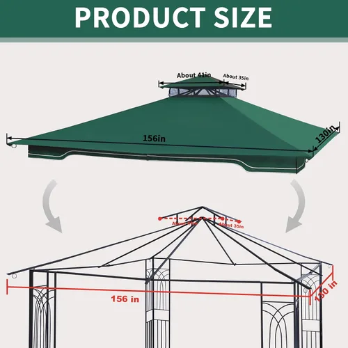 Miniatura 5 de SCOCANOPY Toldo de Repuesto para Cenador para Cenador de Patio Regency II de 10 x 12 pies, Modelo L-GZ798PST,A101004104,A101004105,(Verde Bosque)