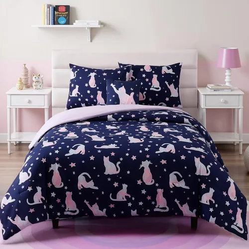 Miniatura 9 de Juego de edredón para niños Kaleido Space tamaño individual para niños, juego de ropa de cama para niños con luz en la oscuridad para jugadores, 1