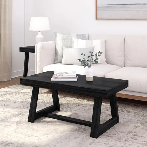 Plank+Beam Mesa auxiliar rectangular clásica, mesa de centro de granja de 40 pulgadas, mini mesas centrales para espacios pequeños, mesa de té para