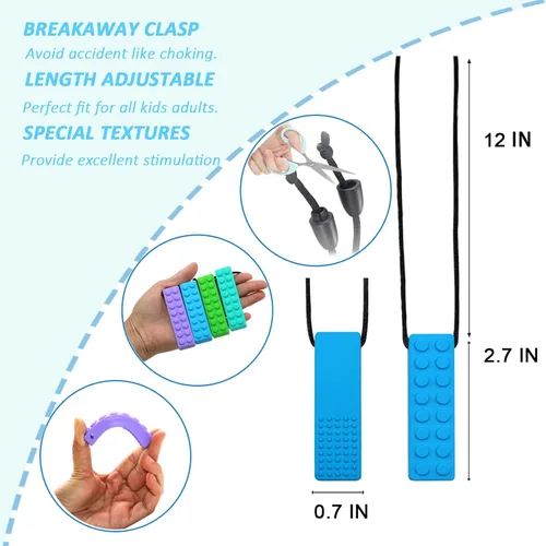 Miniatura 3 de Collares masticables para niños sensoriales, paquete de collares masticables para niños, niñas y adultos con autismo, TDAH, TEP, juguetes Arcoíris