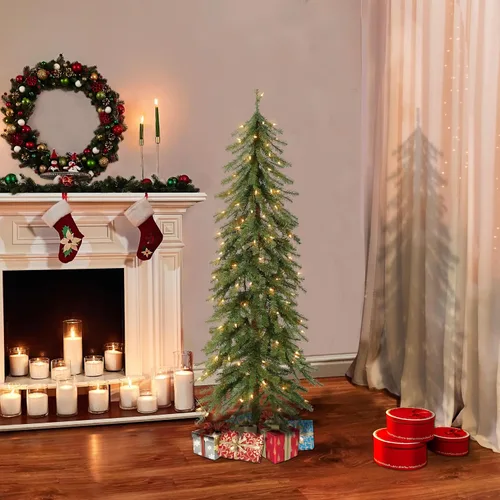 Miniatura 3 de Puleo International Árbol de Navidad artificial alpino preiluminado de 6 pies con 200 luces, color verde