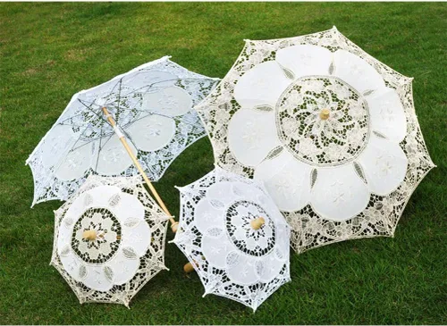 Miniatura 8 de Toyvian 2 paraguas de boda para novia, paraguas pequeño de encaje para boda, paraguas de encaje para novia, regalo de boda, accesorios de fotos