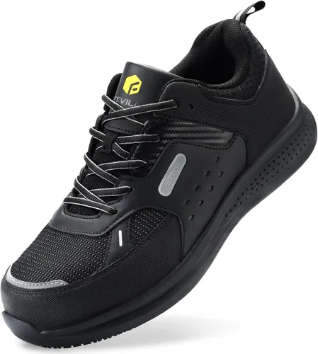 Miniatura 8 de FitVille Zapatos de punta de acero extra anchos para hombres, zapatos de trabajo con punta compuesta para hombres, resistentes al agua