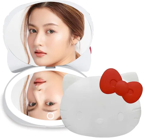 Miniatura 7 de Impressions Vanity Hello Kitty - Espejo compacto Kawaii con interruptor de sensor táctil para brillo ajustable, espejo de maquillaje iluminado