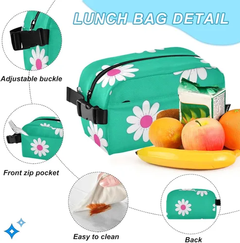 Miniatura 5 de Daisy Flower Cyan White Book Bag For Boys School Backpacks For Girls With Lunch Box 9-10 years mochilas y loncheras escolares para nias
