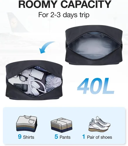 Miniatura 3 de BAGSMART Bolsa de viaje Negro 40L Bolsa de viaje