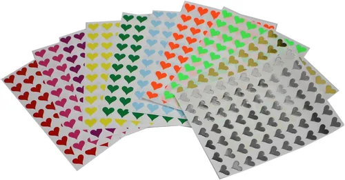 Royal Green Calcomanías decorativas de corazón de 10 colores, calcomanías para álbumes de recortes, calcomanías de embalaje, etiquetas adhesivas