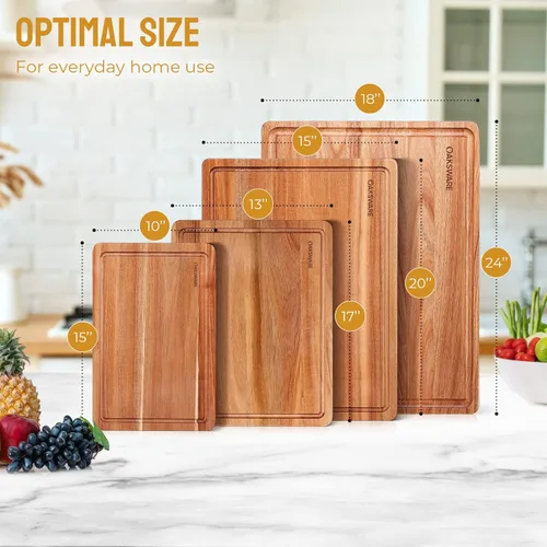 Miniatura 6 de Tablas de cortar OAKSWARE, tabla de cortar de madera de acacia extra grande de 20 x 15 pulgadas para cocina, tabla de cortar de madera de grano