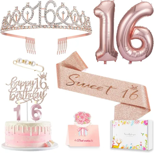 Miniatura 20 de Decoraciones de cumpleaños número 20 para mujer, banda y corona de cumpleaños, decoración de pastel y velas, globos de números, regalos de 20