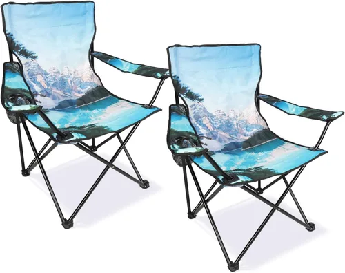 Miniatura 7 de Northroad Paquete de 2 sillas de campamento portátiles, sillas de césped plegables con portavasos para acampar al aire libre, senderismo, viajes