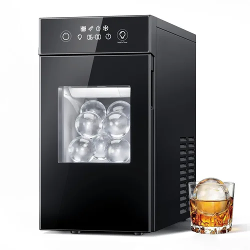 Máquina de bolas de hielo de 2.4 pulgadas, 50 piezas/24 horas, 2 piezas en 60 minutos, máquina de hielo de esfera de cristal de fusión lenta con