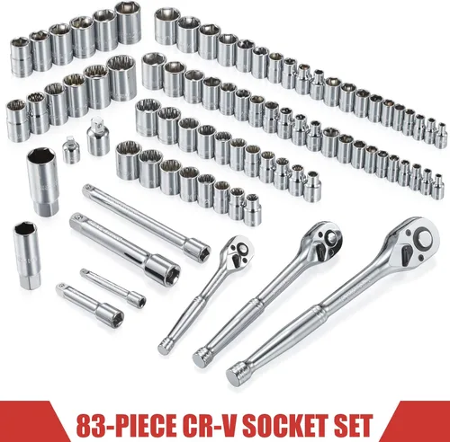 Miniatura 8 de Juego de herramientas mecánicas de 438 piezas con caja de metal resistente de 3 cajones, kit de herramientas de reparación -02