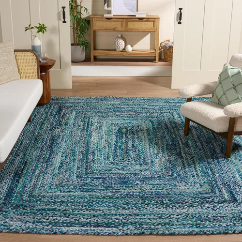 Miniatura 43 de SAFAVIEH Braided Collection - Alfombra de pasillo, 2 pies 3 pulgadas x 8 pies, color negro y azul, hecho a mano, reversible, ideal para dormitorio