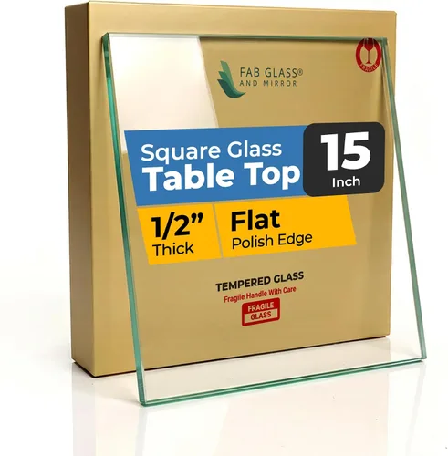Miniatura 33 de Tablero de vidrio templado transparente de 10 pulgadas cuadradas con borde biselado de 1/2 pulgada de espesor para mesas de comedor, de café