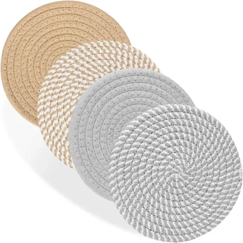 Miniatura 8 de Billbotk Salvamanteles de 7 pulgadas para platos, ollas y sartenes, 4 almohadillas calientes resistentes al calor, soportes para ollas para cocina
