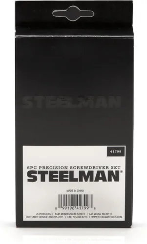 Miniatura 6 de STEELMAN Juego de destornilladores para electrónicos de 6 piezas con eje de acero de precisión, variedad de tamaños ranurados/Phillips, cabeza