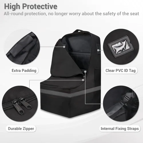 Miniatura 3 de Bolsa de viaje para asiento de automóvil, acolchada, cómoda, duradera, espaciosa, a cuadros, para asiento de automóvil, mochila 3 en 1, convertible