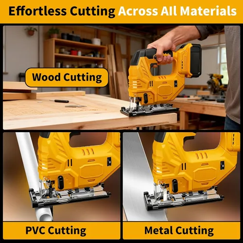 Miniatura 5 de Sierra de calar sin escobillas compatible con batería Dewalt de 20 V (sin batería), rompecabezas inalámbrico con bolsa de herramientas, velocidad