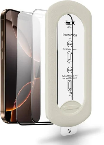 Miniatura 10 de Protector de pantalla de vidrio templado para iPhone 17 Pro con kit de alineación automática, polvo automático, grado militar 9H+ inastillable