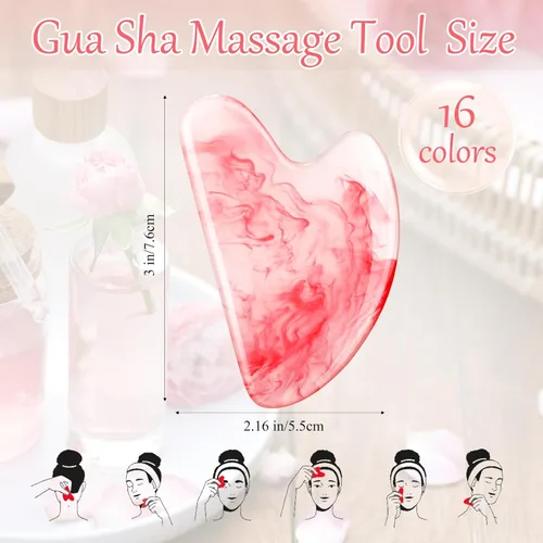 Miniatura 2 de Sherr 16 Uds Gua Sha Herramientas Faciales Gua Sha Stone Herramientas de masaje facial Masajeador facial para cuerpo Spa acupuntura aliviar
