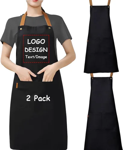 Miniatura 8 de Delantal personalizado personalizado Ropa de trabajo tela para hombres mujeres cocina delantales con bolsillos nombre texto logotipo imagen