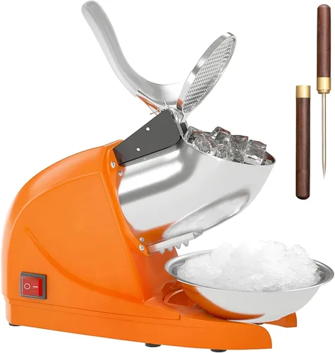 Máquina trituradora de hielo eléctrica, máquina profesional de doble cuchilla, máquina de afeitar de hielo de acero inoxidable para uso comercial