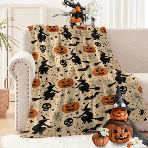 Miniatura 11 de D-Story Manta de vellón de Halloween, manta de calabaza de otoño para sofá, cama, habitación, regalos de Acción de Gracias para niños y adultos, 50