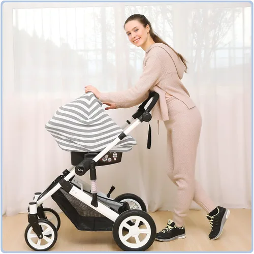 Miniatura 5 de Fundas de asiento de automóvil para bebés – Funda de lactancia multiusos, toldo para asiento de automóvil, fundas de lactancia, bufandas de Gris a