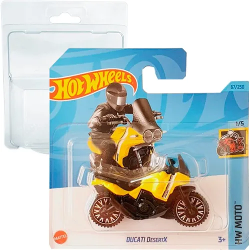 Hot Wheels Ducati Desert X HW Moto 1/5 Amarillo (67/250) HKK31 Tarjeta Corta Mattel 2023 + Blister & Card Protector Pack Friki Monkey