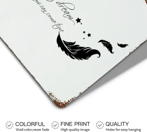 Miniatura 3 de Letrero de metal con cita de amor con frase en inglés "Saying You Have to Dream Before Your Dreams Can Come True Wood Grain Inspiration" Letrero