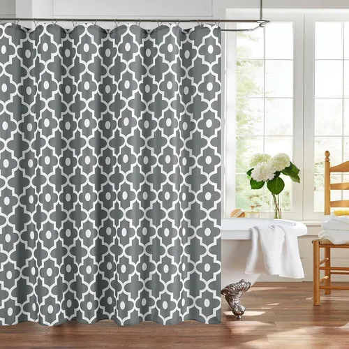 Miniatura 11 de Biscaynebay Cortina de baño de tejido texturizado con estampado dinámico Gris Plata