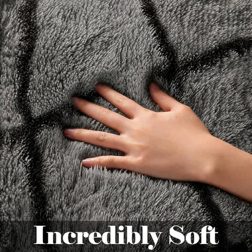 Miniatura 2 de ONASAR - Alfombras de 6 x 9 pies para sala de estar y dormitorio, alfombra grande lavable, esponjosa, gris y negra, alfombra de pelo largo suave