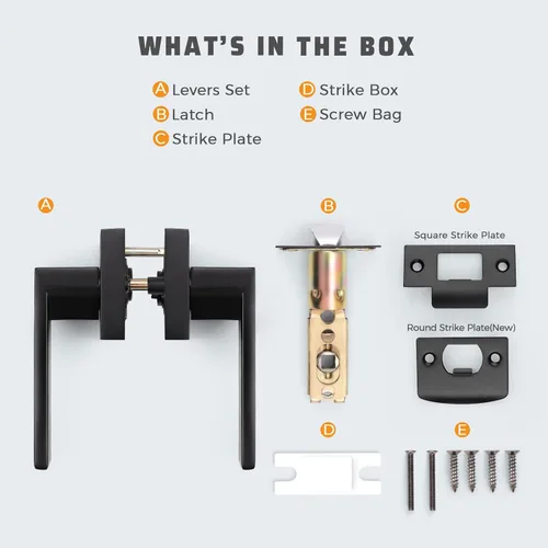 Miniatura 6 de KNOBWELL Paquete de 1 manija de puerta interior negra para uso en interiores, reversible para izquierda y derecha sin llave Negro