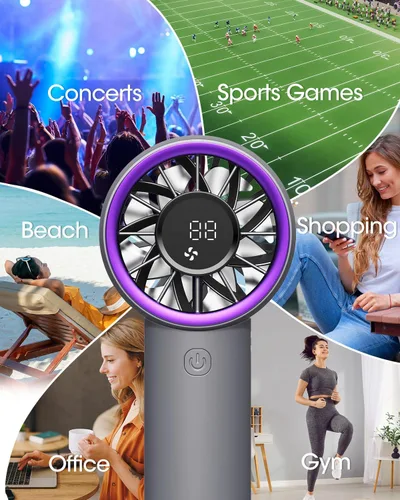 Miniatura 8 de Ventilador turbo de mano portátil, ventilador de mano personal recargable de alta velocidad de 5200 mAh, mini ventiladores portátiles con tecnología