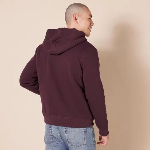 Miniatura 2 de Tienda Essentials Sudadera de vellón con capucha, con forro de sherpa y cierre completo de cremallera para hombre