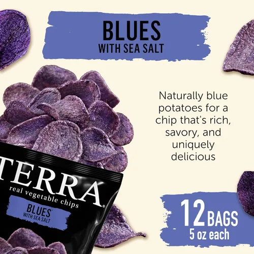 Miniatura 3 de Terra Chips de verduras, chips azules con sal marina, 5 onzas (paquete de 12)