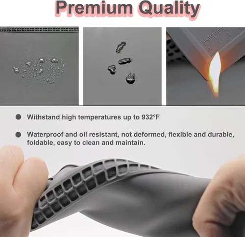 Miniatura 6 de Alfombrilla de soldadura de silicona resistente al calor 932 °F, ampliando el área de reparación electrónica de trabajo, alfombrilla de reparación