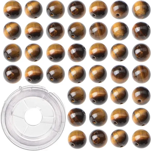 Miniatura 29 de 100 cuentas sueltas redondas de jade blanco natural de 0.315 pulgadas para fabricación de joyas con cordón elástico de cristal