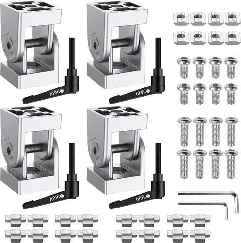 Miniatura 11 de JiGiU Juego de conectores de perfil de aluminio 3030 de 4 piezas – Conector de tuerca de 8 ángulos con abrazadera de palanca – Junta de marco