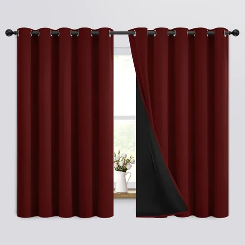 Miniatura 132 de Yakamok Cortinas negras, cortinas de ventana con aislamiento térmico y eficiencia energética para dormitorio, cortinas opacas completas y cortinas