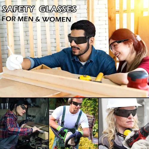 Miniatura 6 de OXG Juego de 3 gafas de seguridad para trabajo para hombres y mujeres, ANSI Z87.1 gafas protectoras resistentes a arañazos e impactos para industria
