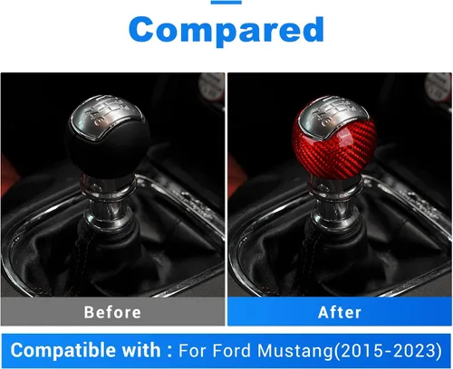 Miniatura 4 de AIRSPEED Para Mustang - Cubierta de la perilla de la palanca de cambios de fibra de carbono, accesorios interiores, calcomanía para Ford Mustang