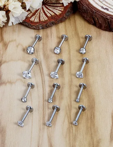 Miniatura 5 de Vsnnsns Anillos de labio de acero inoxidable 16G, joyería de labret Monroe, anillos de labios, cartílago de uñas, tragus, hélice, aretes de piercing