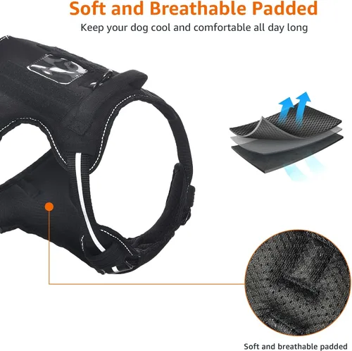 Miniatura 6 de Amazon Basics Arnés para perro sin tirones, clip frontal ajustable, chaleco táctico, pequeño, negro