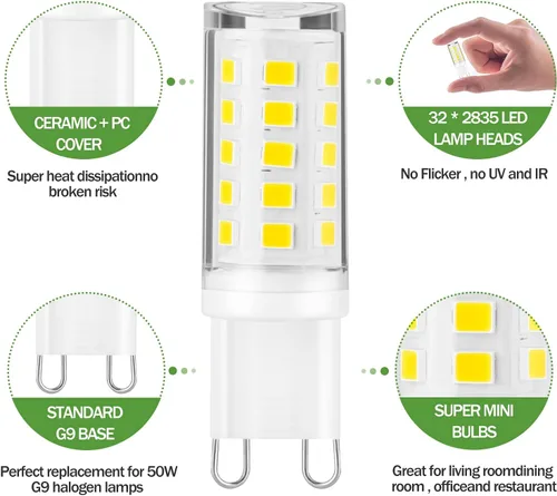 Miniatura 3 de Bombillas LED G9, 3 W, equivalente a bombillas halógenas de 300 lm y 30 W, bombillas LED de ahorro de energía, para candelabro, aplique de pared