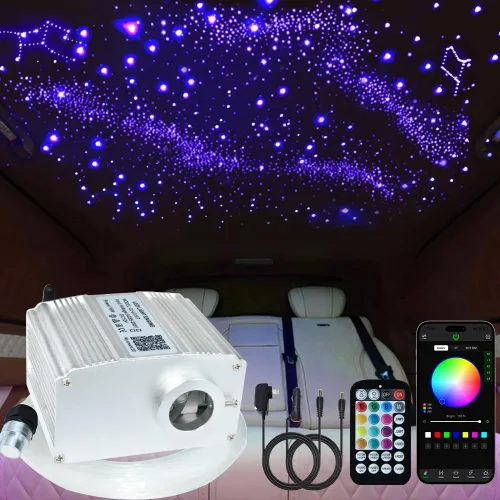 Kit de Luces de Techo de Estrellas Firework Bluetooth Twinkle 10W para Decoración de Coche y Hogar con APP/Modo de Música Remoto RGBW LED Luz de